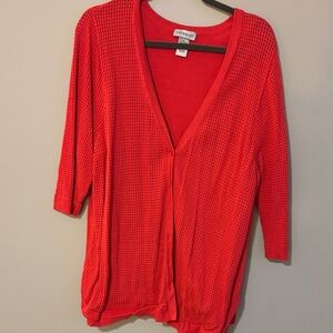 Chelsea & Theodore Vibrant Dk Coral Knit Cardigan